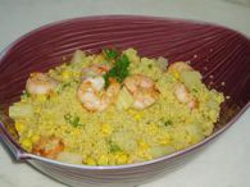 Salade de semoule aux crevettes, ananas et curry Salade de semoule aux crevettes, ananas et curry