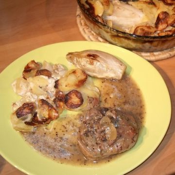 Osso buco de dinde à la moutarde à l'ancienne