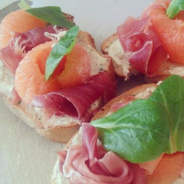 Tartine jambon-cru et melon Tartine jambon-cru et melon