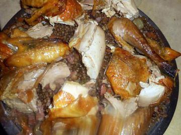 Pintade rotie aux lentilles Pintade rotie aux lentilles