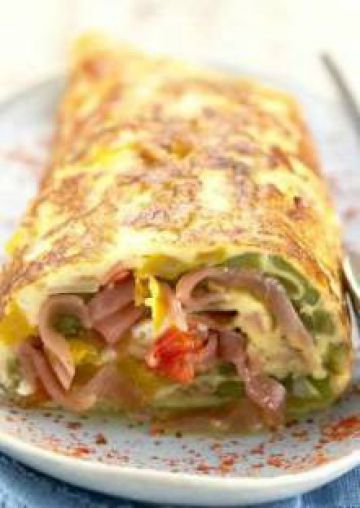 Omelette roulée au jambon de Bayonne Omelette roulée au jambon de Bayonne