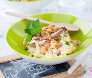 Risotto d’agneau aux champignons de Paris Risotto d’agneau aux champignons de Paris