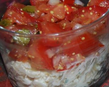 Duo d'ebly au fromage frais et son tartare de tomates Duo d'ebly au fromage frais et son tartare de tomates