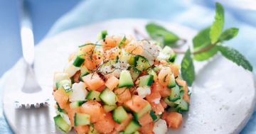 Tartare de melon, feta, concombre et menthe Tartare de melon, feta, concombre et menthe