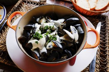 Moules en crème de roquefort Moules en crème de roquefort