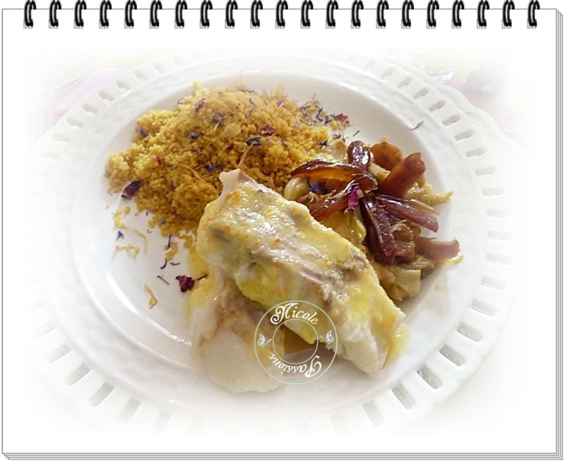 Dos de cabillaud au beurre d'orange, fondue d'endives aux dattes et couscous.... - NICOLE PASSIONS Dos de cabillaud au beurre d'orange, fondue d'endives aux dattes et couscous.... - NICOLE PASSIONS