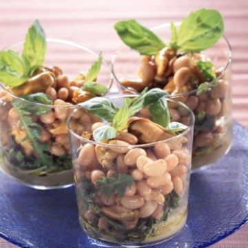 Salade de haricots coco moules et basilic Salade de haricots coco moules et basilic