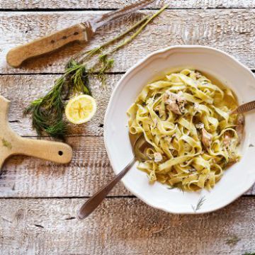 Tagliatelles carbonara au saumon Tagliatelles carbonara au saumon
