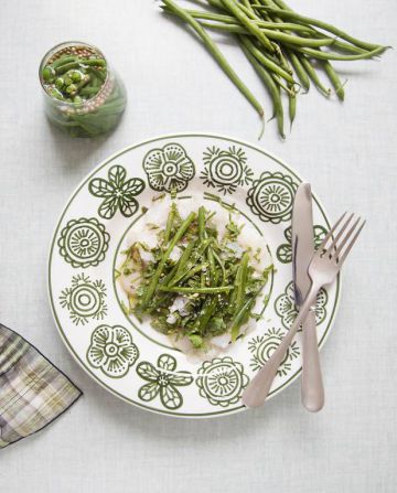Carpaccio de cabillaud-haricots verts Carpaccio de cabillaud-haricots verts