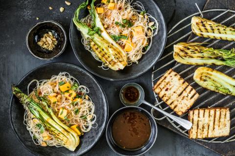 Tofu grillé avec une salade de vermicelles chinois Tofu grillé avec une salade de vermicelles chinois