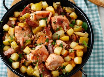 Sauté de saumon mariné au bacon Sauté de saumon mariné au bacon