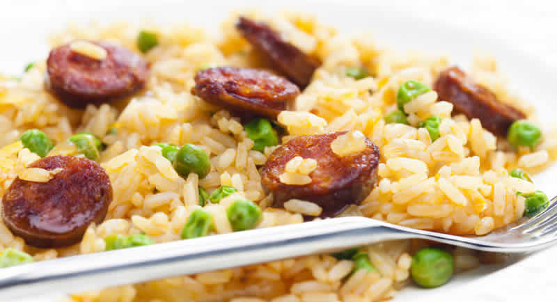 Risotto chorizo petit pois safran Risotto chorizo petit pois safran