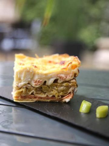 Lasagnes aux poireaux et au saumon Lasagnes aux poireaux et au saumon