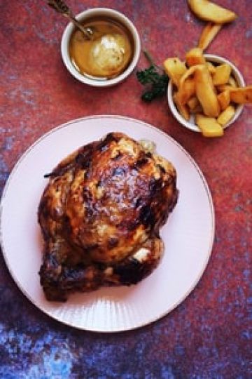 Poulet rôti à la moutarde, miel et vinaigre balsamique Poulet rôti à la moutarde, miel et vinaigre balsamique