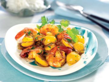 Curry de crevettes aux Mirabelles Curry de crevettes aux Mirabelles