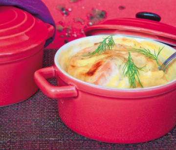 Cocotte de saumon et poireaux en gratin Cocotte de saumon et poireaux en gratin