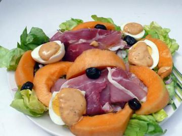 Salade jambon italien et melon Salade jambon italien et melon
