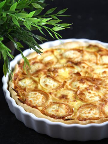 Quiche poireaux, chèvre lardons