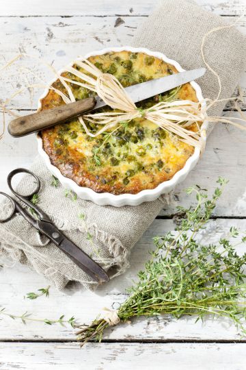 Clafoutis au jambon, petits pois et boursin facile Clafoutis au jambon, petits pois et boursin facile