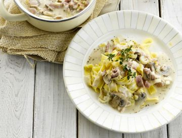 Tagliatelles aux endives, lardons et champignons Tagliatelles aux endives, lardons et champignons