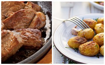 Sauté de veau au vin blanc et paprika, pommes de terre au four Sauté de veau au vin blanc et paprika, pommes de terre au four