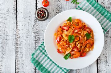Tagliatelles aux crevettes épicées Tagliatelles aux crevettes épicées