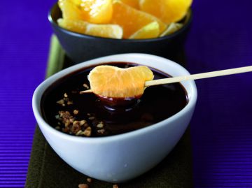 Fondue de clémentine aux deux chocolats