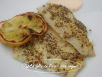 Filet de sole en croûte de moutarde à l'ancienne, au citron Filet de sole en croûte de moutarde à l'ancienne, au citron