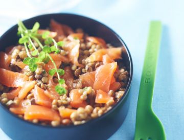 Lentilles au saumon fumé à l’échalote Lentilles au saumon fumé à l’échalote