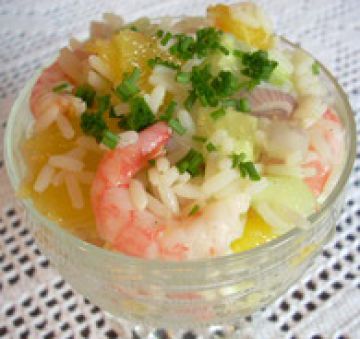 Salade de riz à l'orange et aux crevettes Salade de riz à l'orange et aux crevettes