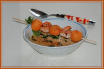 Gaspacho de melon et sa brochette Gaspacho de melon et sa brochette