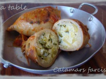 Calamars farcis aux courgettes et riz Calamars farcis aux courgettes et riz