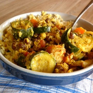Plat vegan : Curry de légumes et haricots azukis au lait de coco