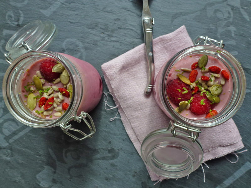 Crème aux framboises fraîches vegan et sans gluten Crème aux framboises fraîches vegan et sans gluten