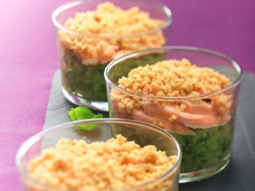 Crumble de courgettes aux deux saumons Crumble de courgettes aux deux saumons