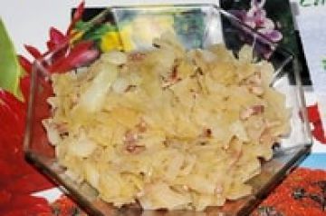 Chou blanc fondu aux lardons. Chou blanc fondu aux lardons.