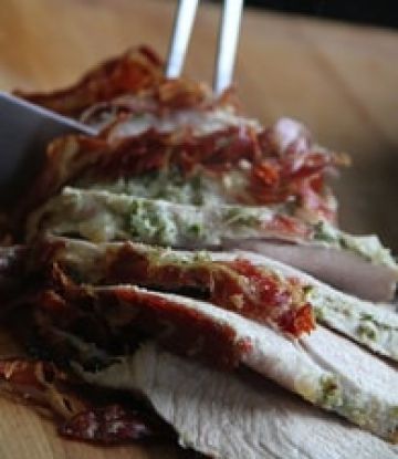 Rôti de porc à l'ail et à la coppa Rôti de porc à l'ail et à la coppa