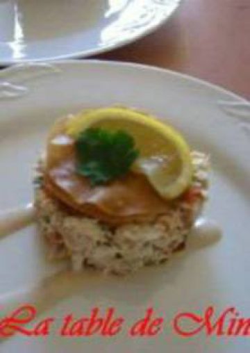 Mille-feuilles au saumon fumé et crabe Mille-feuilles au saumon fumé et crabe