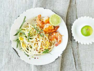 Spaghetti et gambas flambées au pastis Spaghetti et gambas flambées au pastis