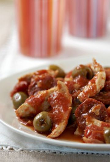 Poulet sauté au chorizo, olives et tomates Poulet sauté au chorizo, olives et tomates