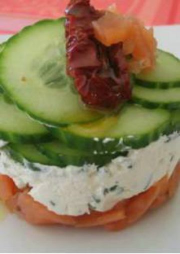 Saumon fumé au fromage frais et au concombre Saumon fumé au fromage frais et au concombre