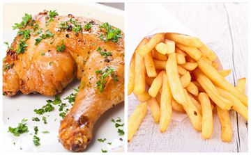 Cuisses de poulet et frites Cuisses de poulet et frites