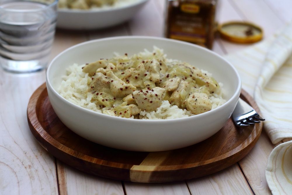 Poulet à la crème et moutarde à l'ancienne Poulet à la crème et moutarde à l'ancienne