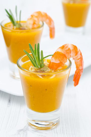 Velouté de potiron aux crevettes