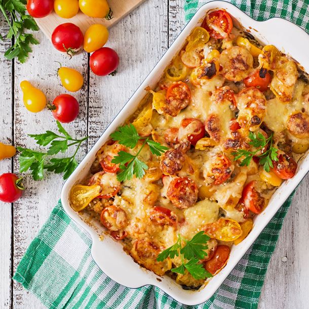 Gratin de courgettes aux tomates cerises Gratin de courgettes aux tomates cerises