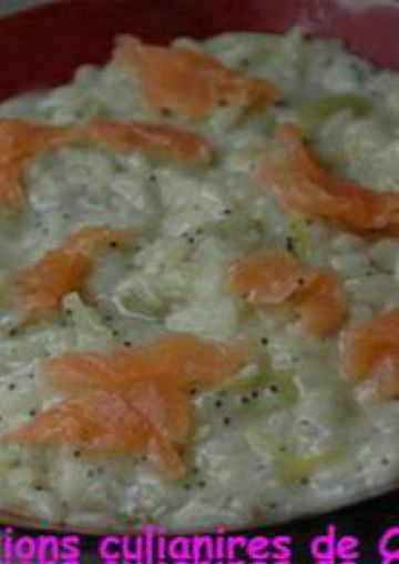 Risotto aux poireaux, saumon, chèvre frais et citron Risotto aux poireaux, saumon, chèvre frais et citron