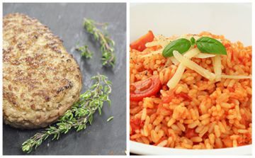 Steak haché et riz à la tomate Steak haché et riz à la tomate