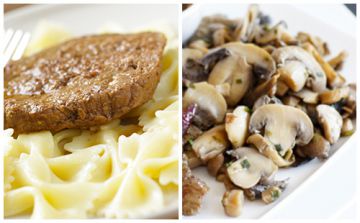 Steak haché, pâtes et champignons Steak haché, pâtes et champignons