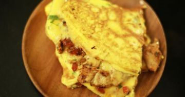 Omelette fourrée à la dinde et aux légumes Omelette fourrée à la dinde et aux légumes