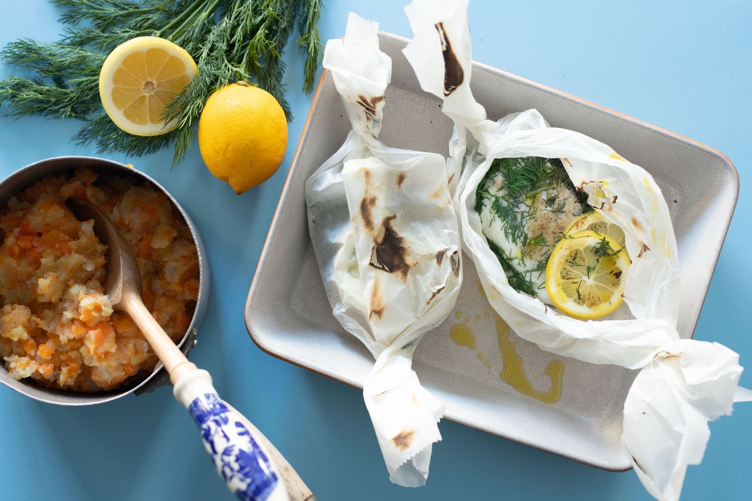 Papillotes de poisson au citron et aneth Papillotes de poisson au citron et aneth